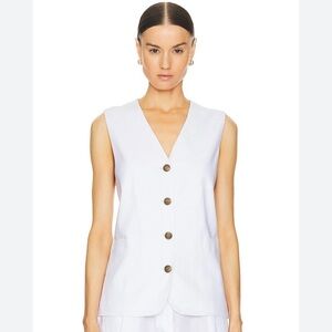 Rag & Bone Charlotte Linen White Sleeveless Button-Up Vest size XS
